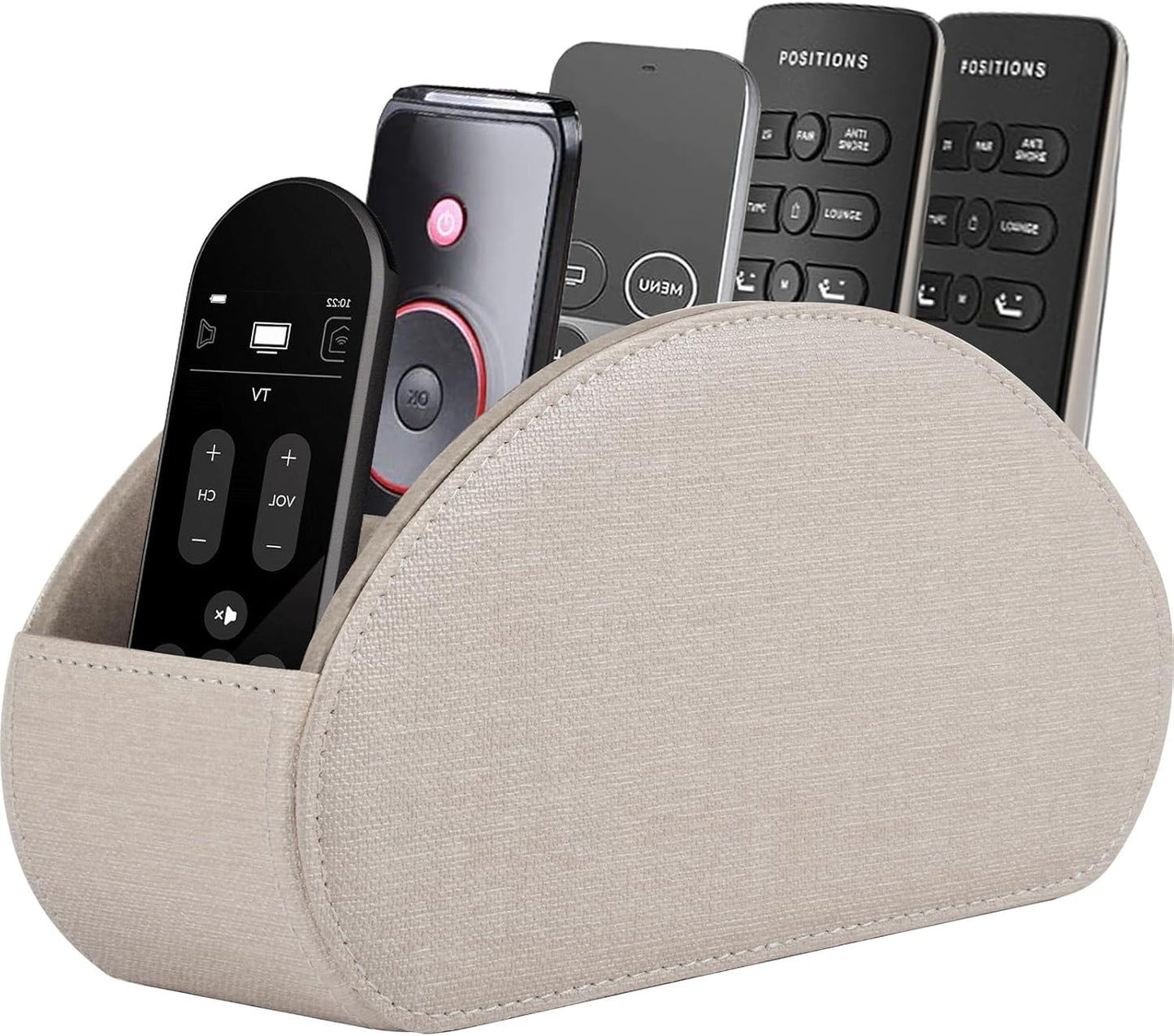 Leather Remote Control Holder – 5 Compartment TV Remote Caddy and Desktop Organizer for Bedside Table or Office Desk