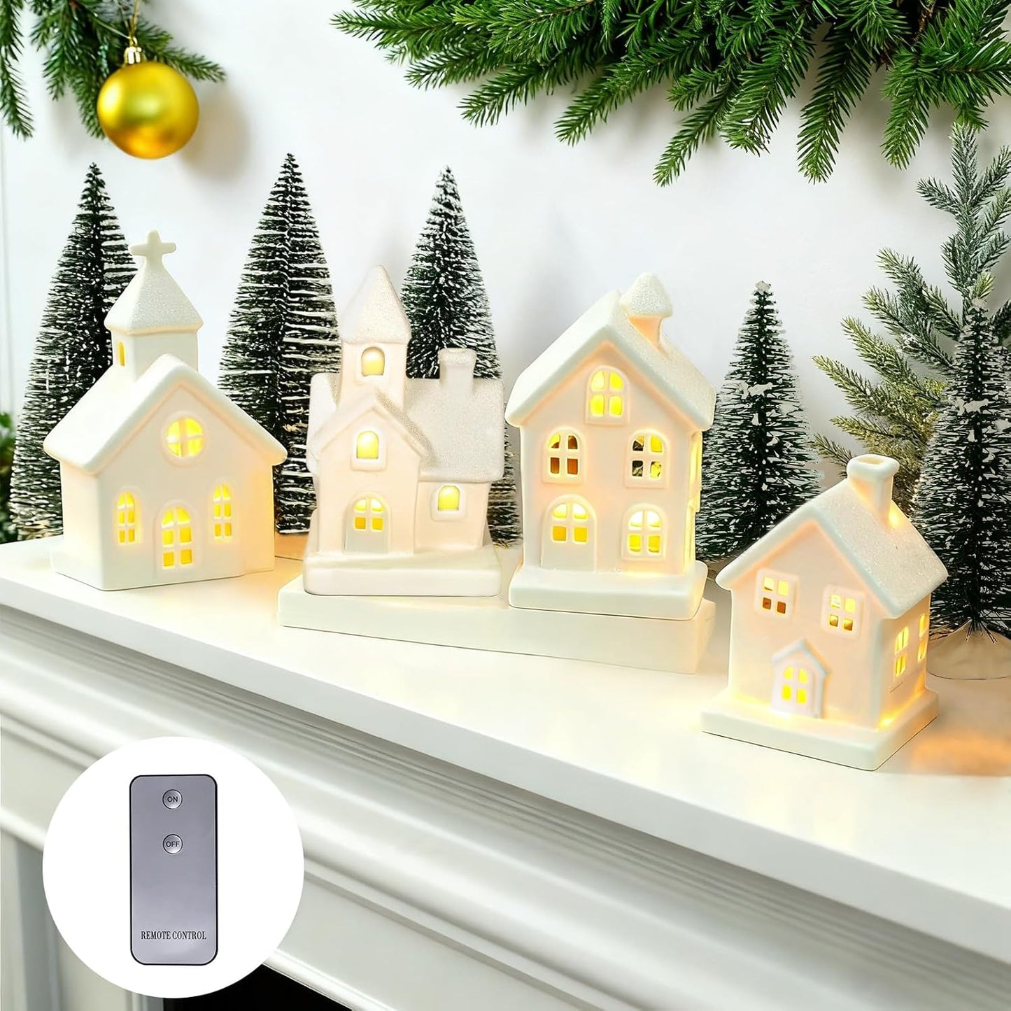 Snowy Serenity Lighted Village Set – Ceramic Mini Christmas Town