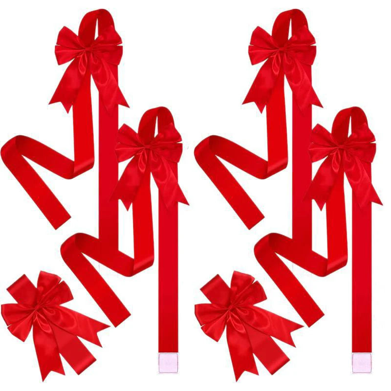 Christmas Ribbon Bows (1–12 PCS) – Large Red & Green Decorative Hanging Bows for Cabinet Doors, Front Door & Holiday Home Décor