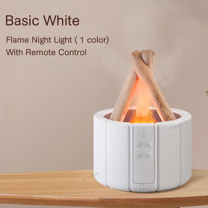 KINSCOTER Campfire Aroma Diffuser | Ultrasonic Bonfire Air Humidifier with Realistic Flame Effect & LED Ambient Light | 280ml