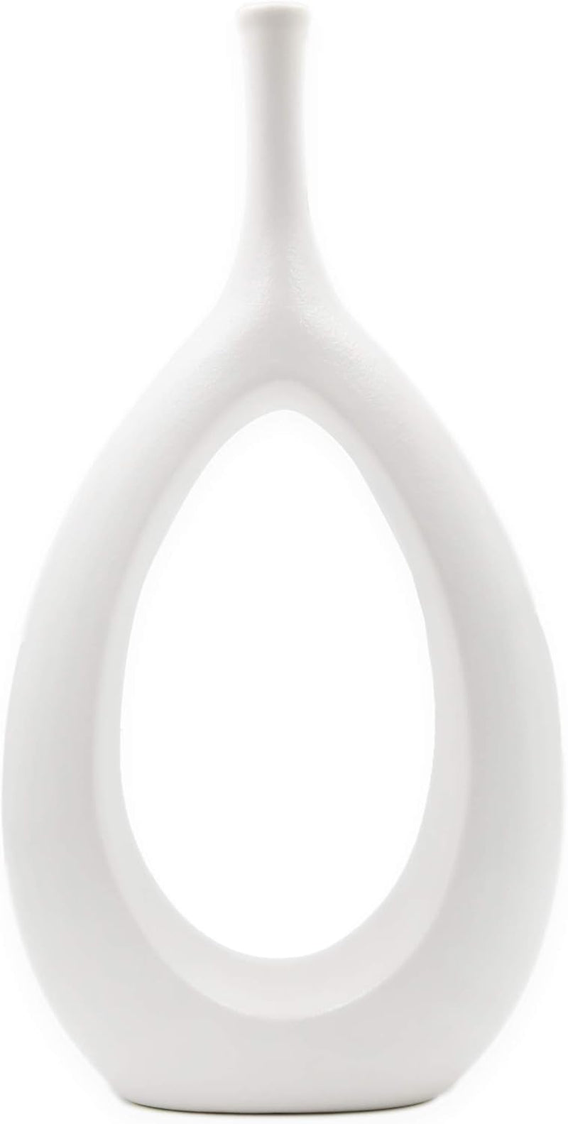 12" White Ceramic Vase - Modern Decor for Living Room, Bedroom, Kitchen