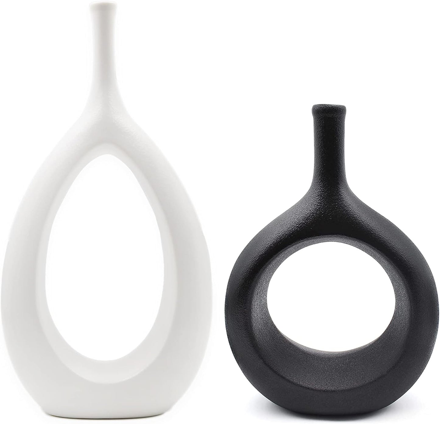12" White Ceramic Vase - Modern Decor for Living Room, Bedroom, Kitchen