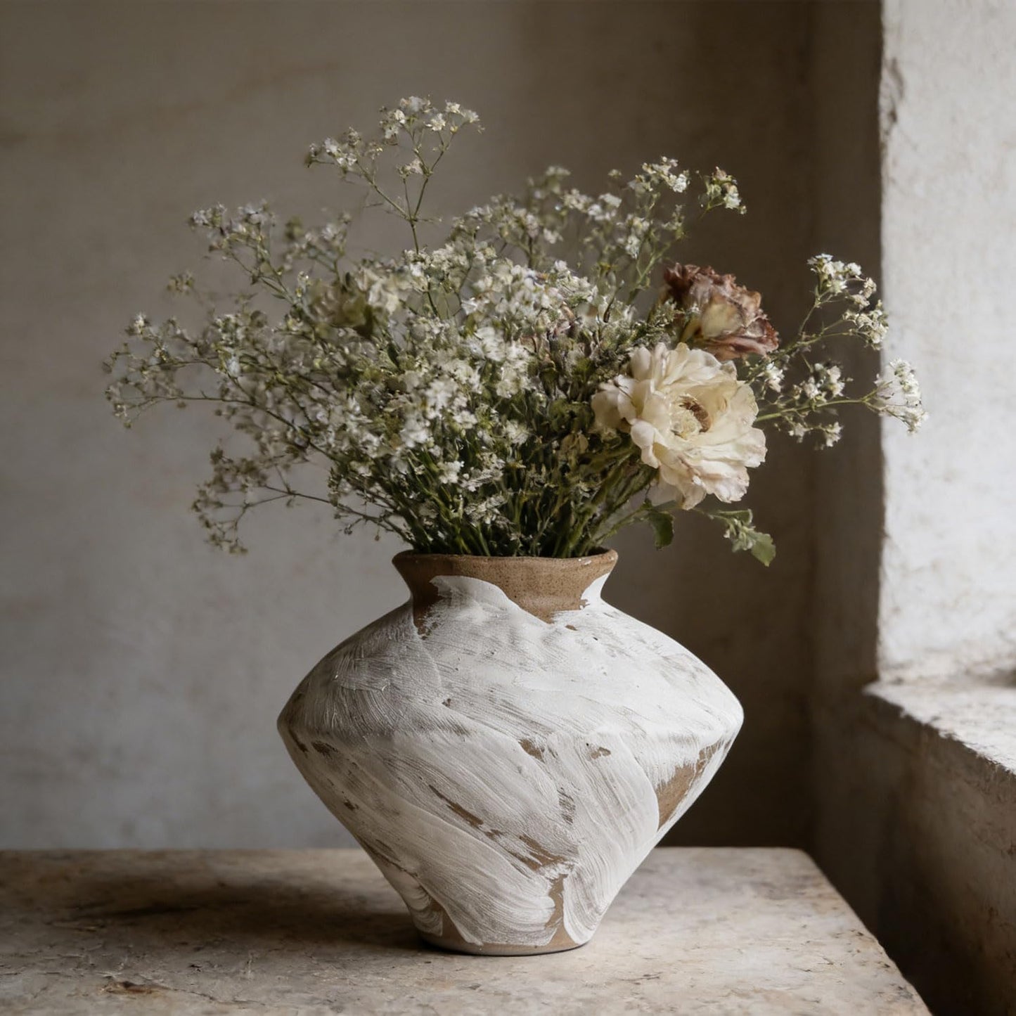 Rust — Textured Rustic Pottery Vase, 6.3"