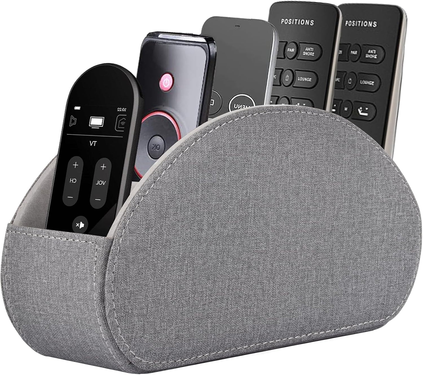 Leather Remote Control Holder – 5 Compartment TV Remote Caddy and Desktop Organizer for Bedside Table or Office Desk