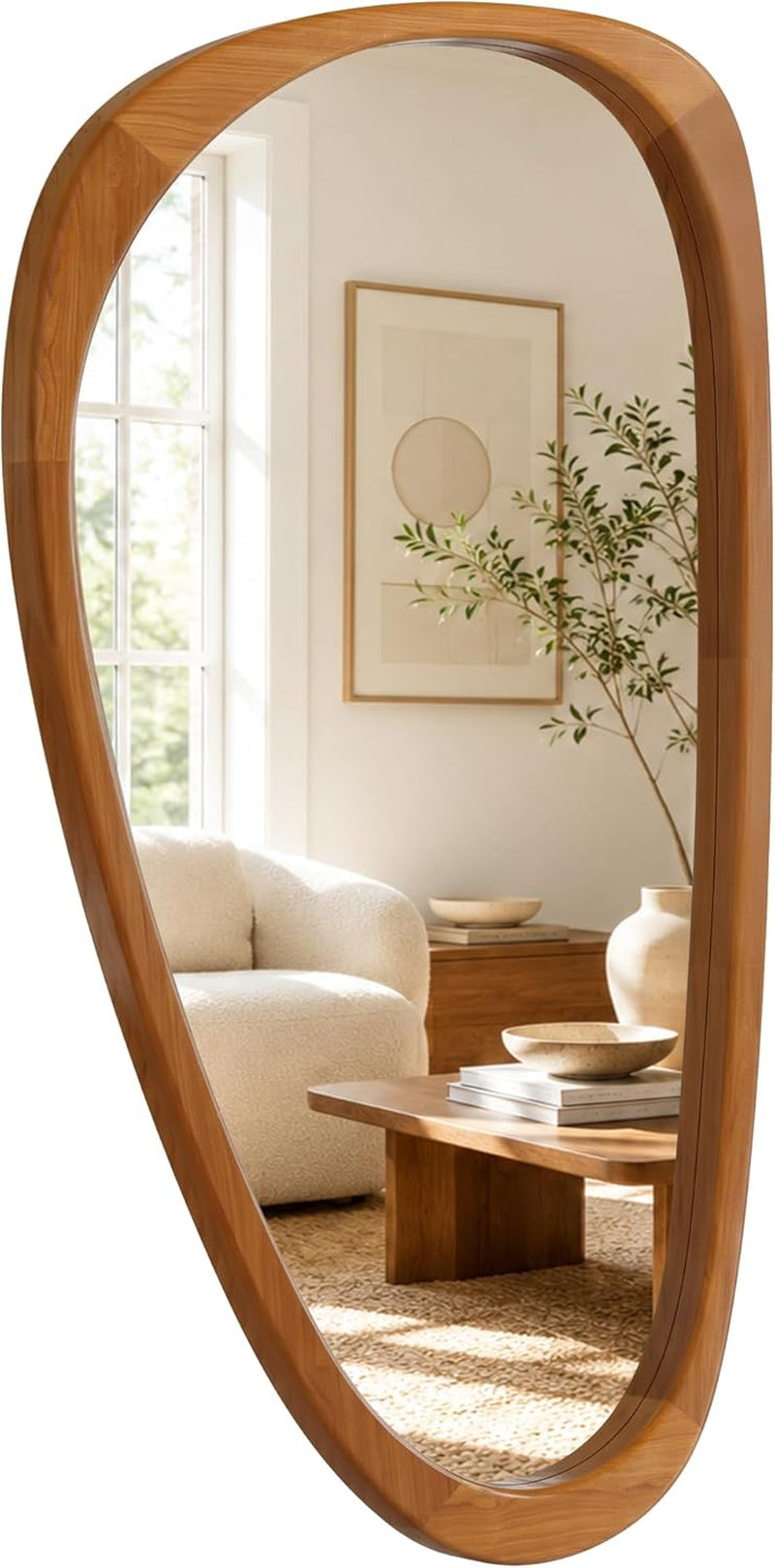 Grove — Solid Wood Asymmetric Wall Mirror, 48"×24"