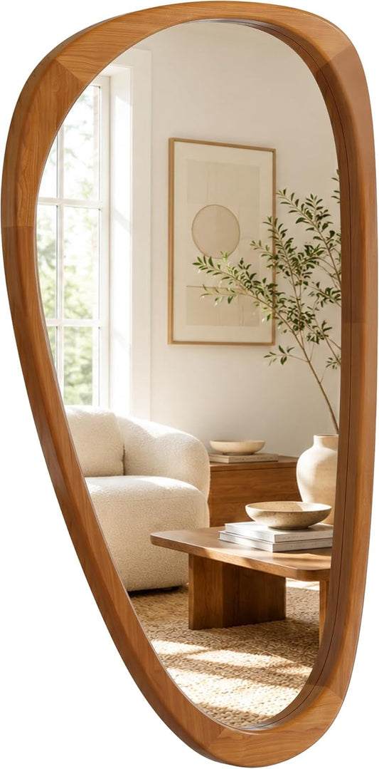 Grove — Solid Wood Asymmetric Wall Mirror, 48"×24"