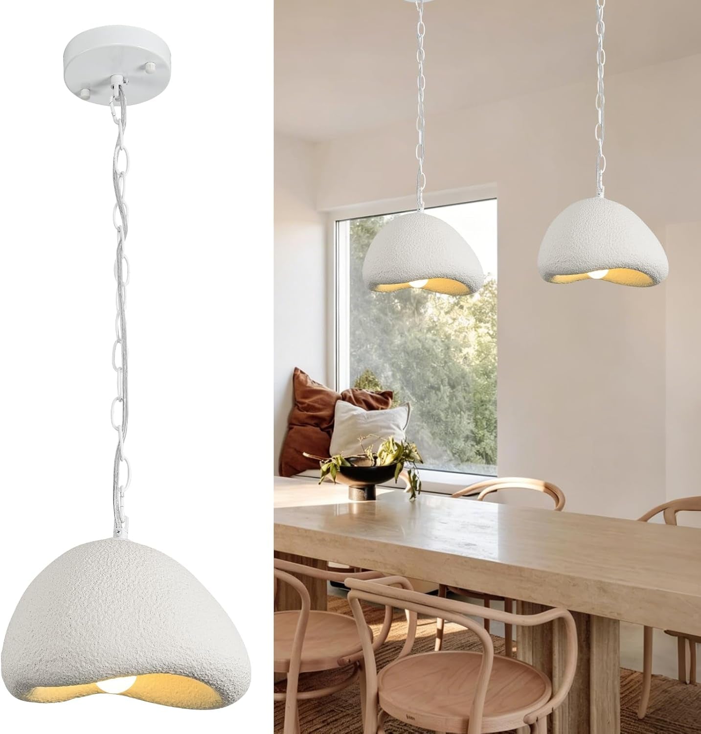 Haze — White Resin Pendant Light, 9.8"
