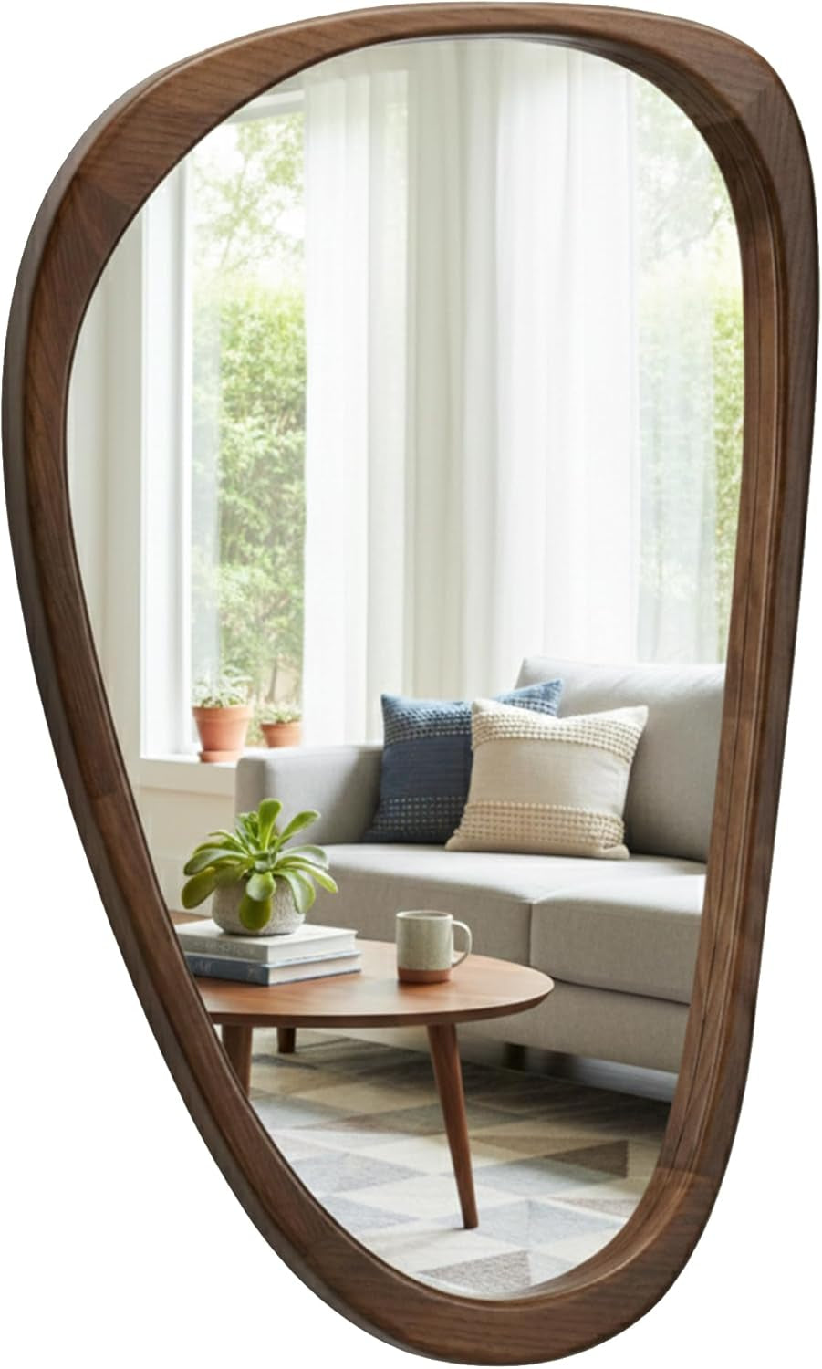 Grove — Solid Wood Asymmetric Wall Mirror, 48"×24"