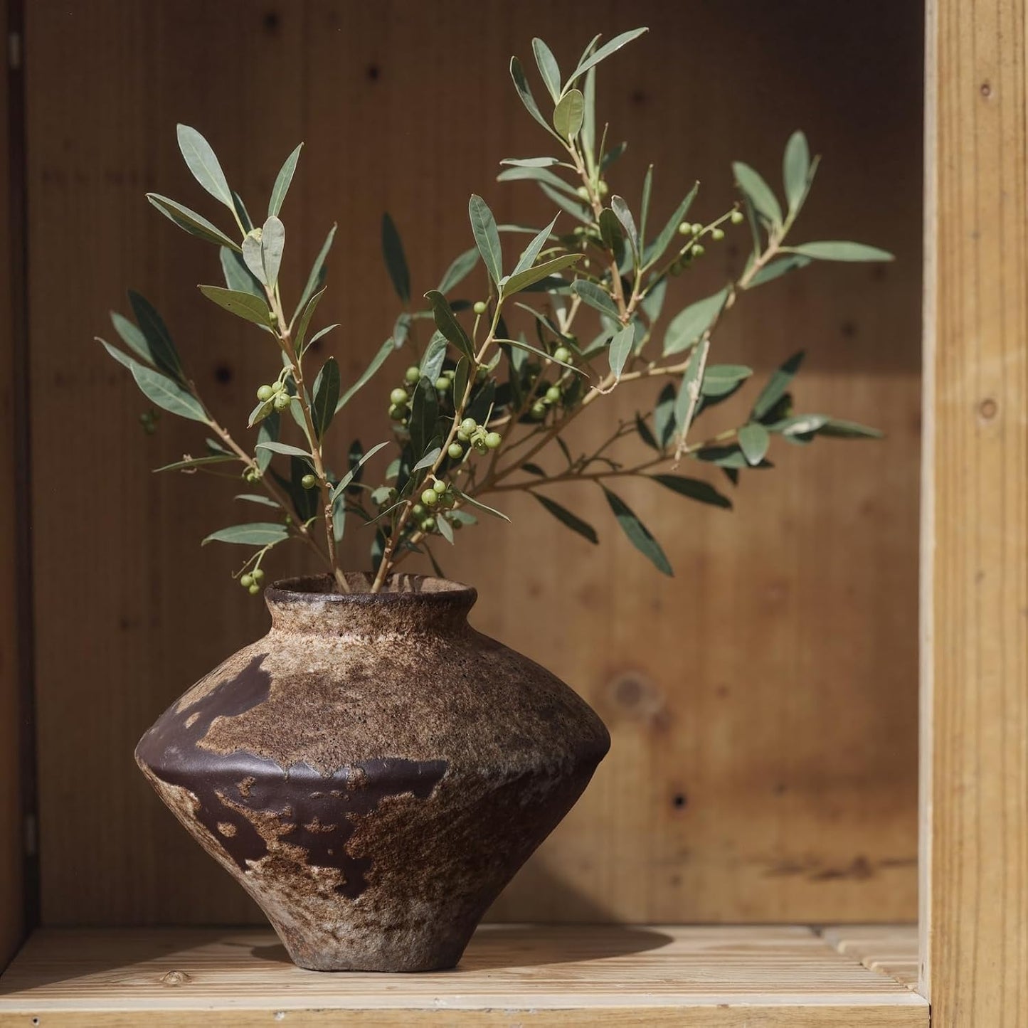 Rust — Textured Rustic Pottery Vase, 6.3"