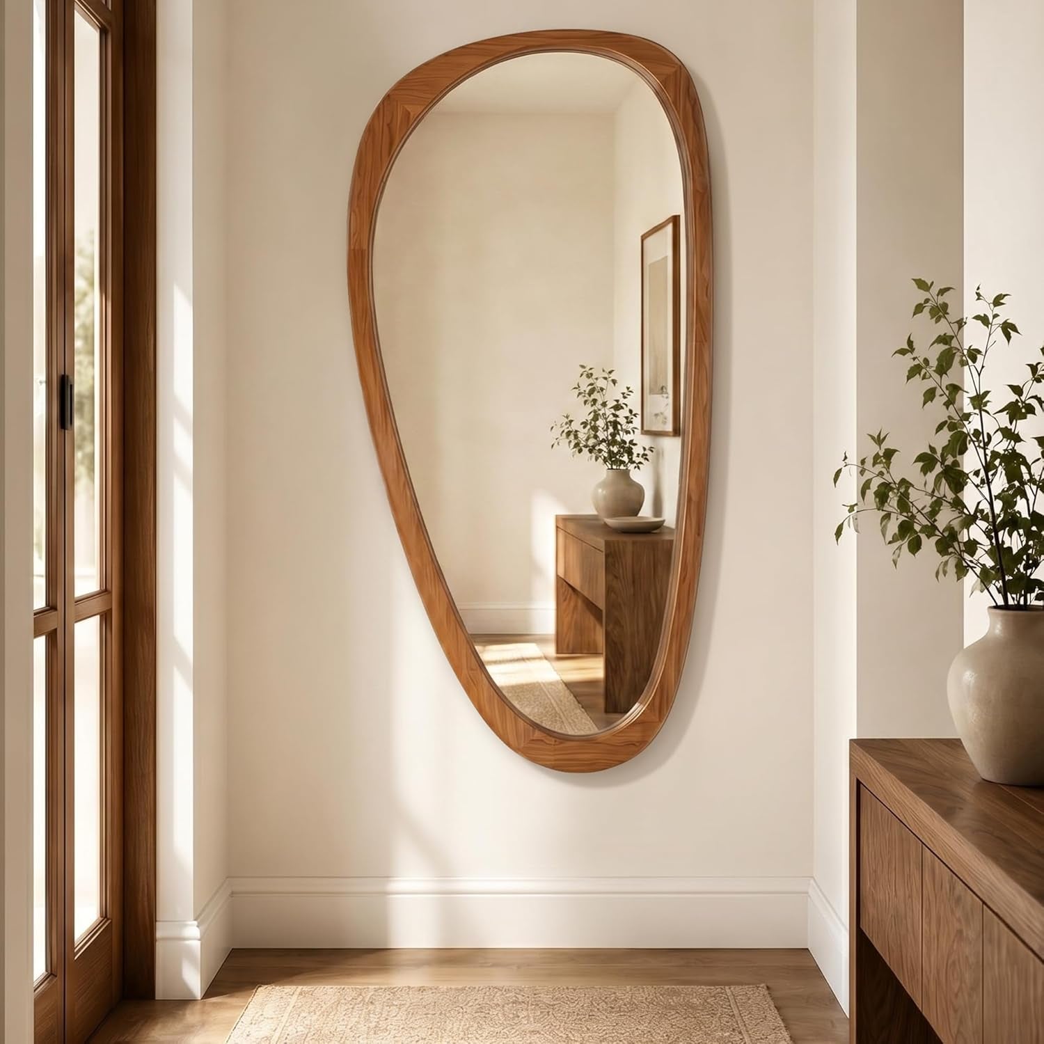 Grove — Solid Wood Asymmetric Wall Mirror, 48"×24"
