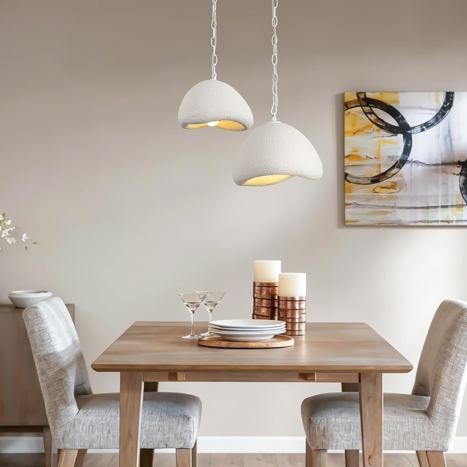 Haze — White Resin Pendant Light, 9.8"