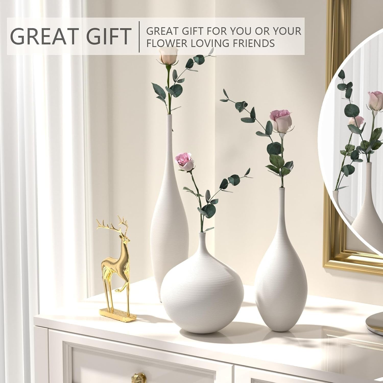 Mist — White Matte Ceramic Vase Set of 3