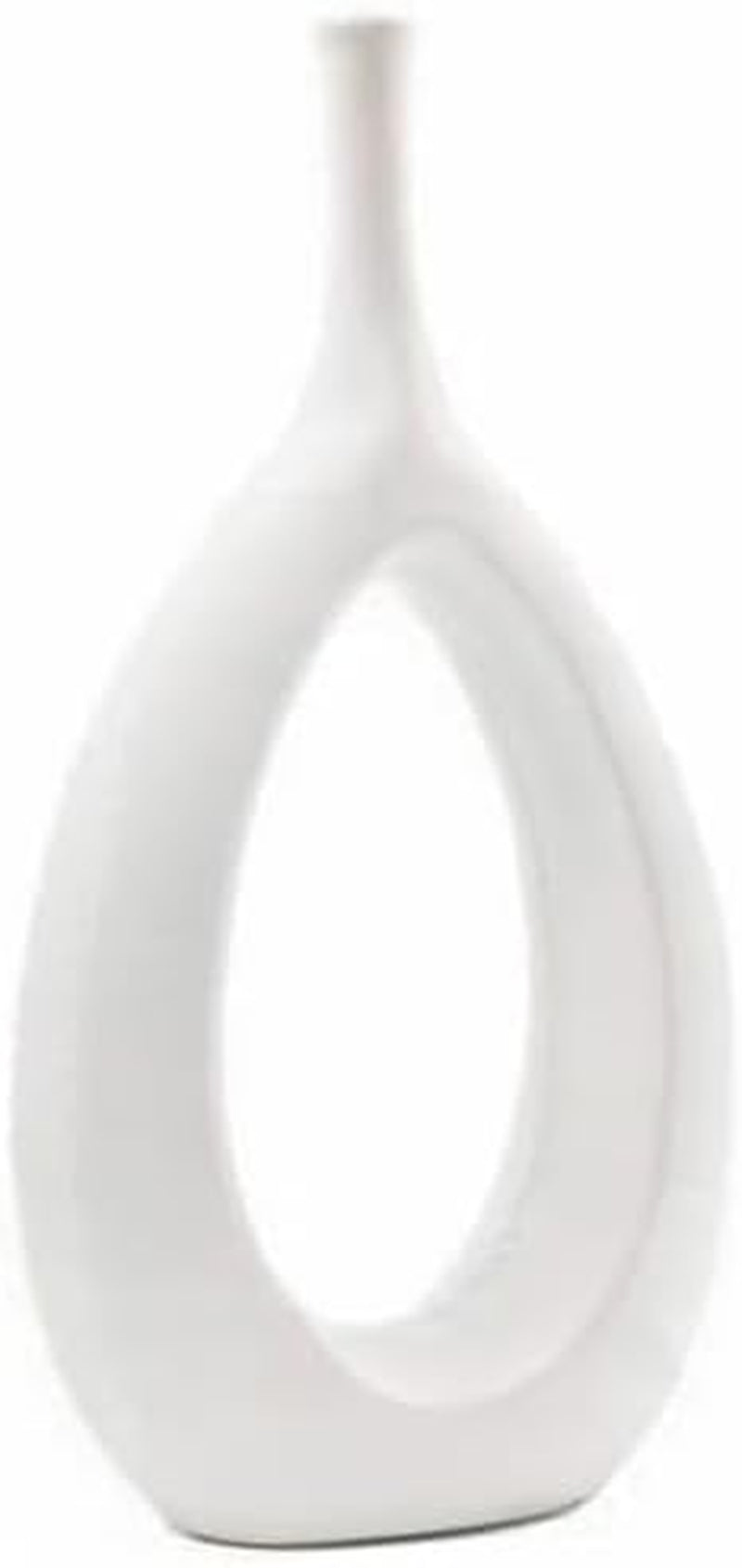 12" White Ceramic Vase - Modern Decor for Living Room, Bedroom, Kitchen
