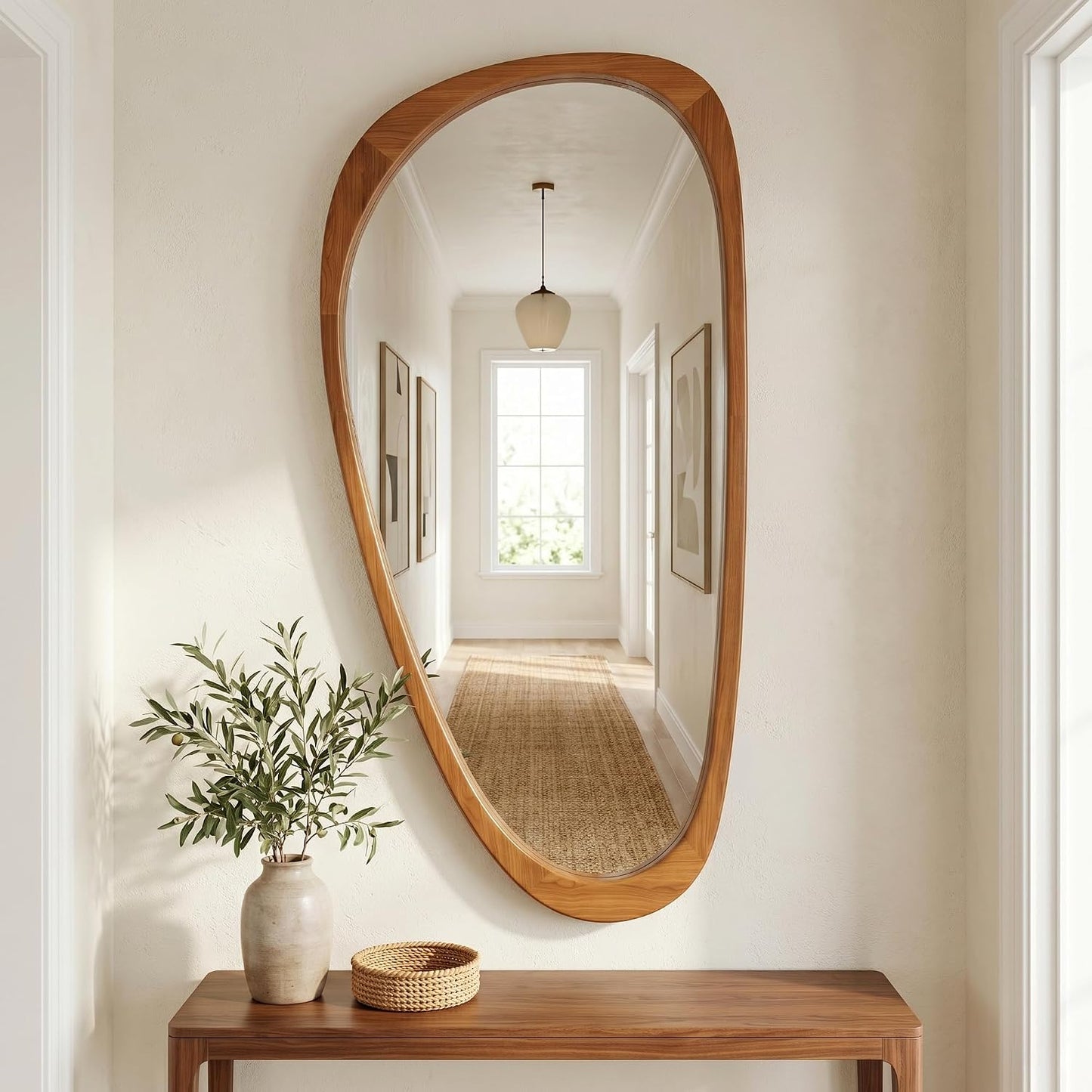 Grove — Solid Wood Asymmetric Wall Mirror, 48"×24"