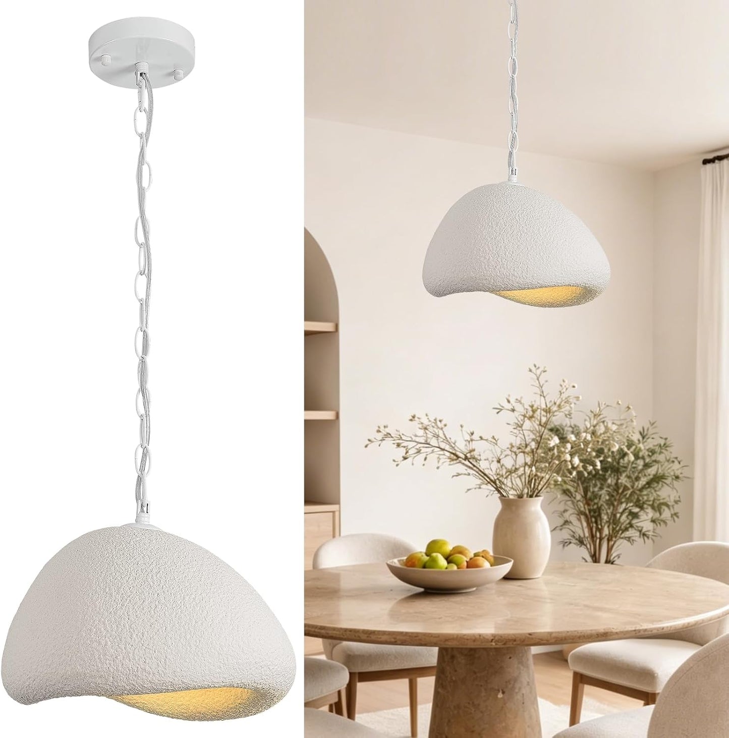 Haze — White Resin Pendant Light, 9.8"