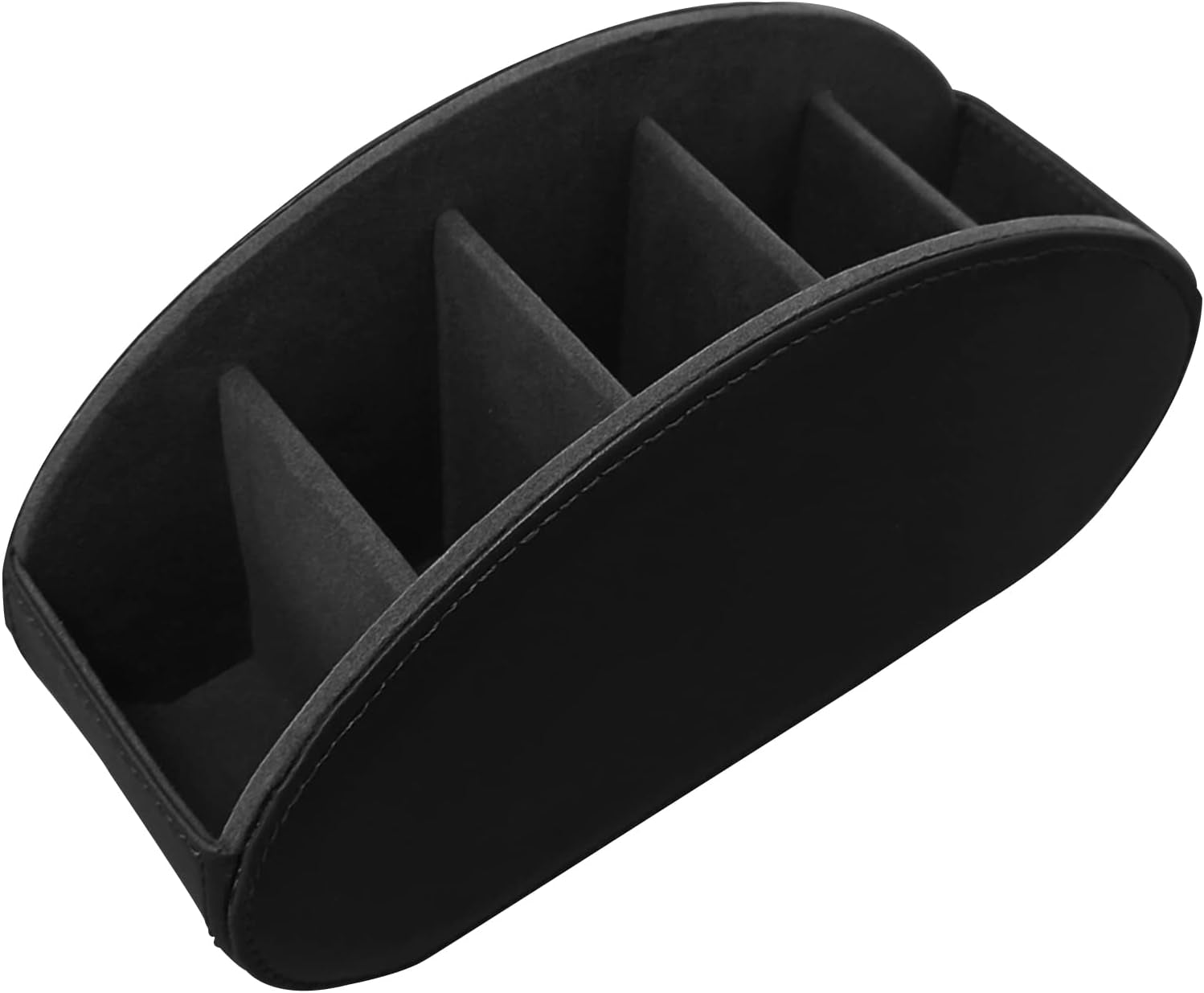Leather Remote Control Holder – 5 Compartment TV Remote Caddy and Desktop Organizer for Bedside Table or Office Desk