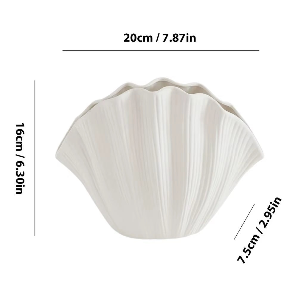 Shell Curve Organic Resin Vase – Modern Decorative Flower Pot for Home Decor