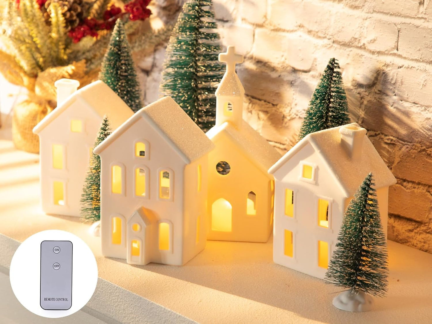 Snowy Serenity Lighted Village Set – Ceramic Mini Christmas Town