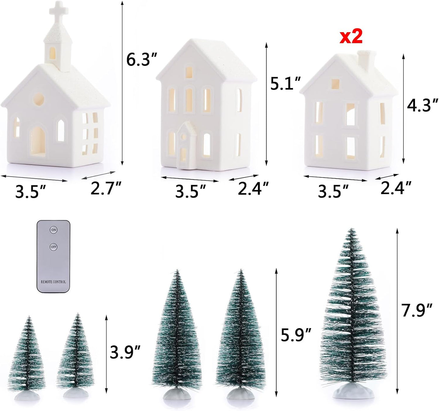Snowy Serenity Lighted Village Set – Ceramic Mini Christmas Town