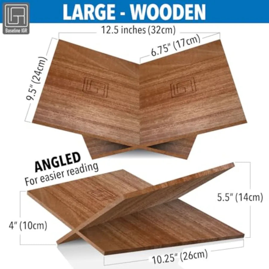 Folio Wood Book Stand — Angled Mahogany Display Holder for Cookbooks, Art Books & Reading | 12.5"
