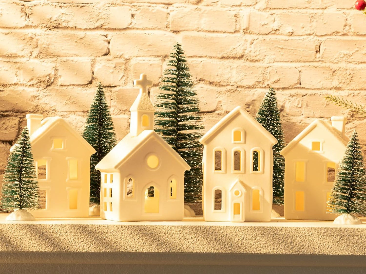 Snowy Serenity Lighted Village Set – Ceramic Mini Christmas Town