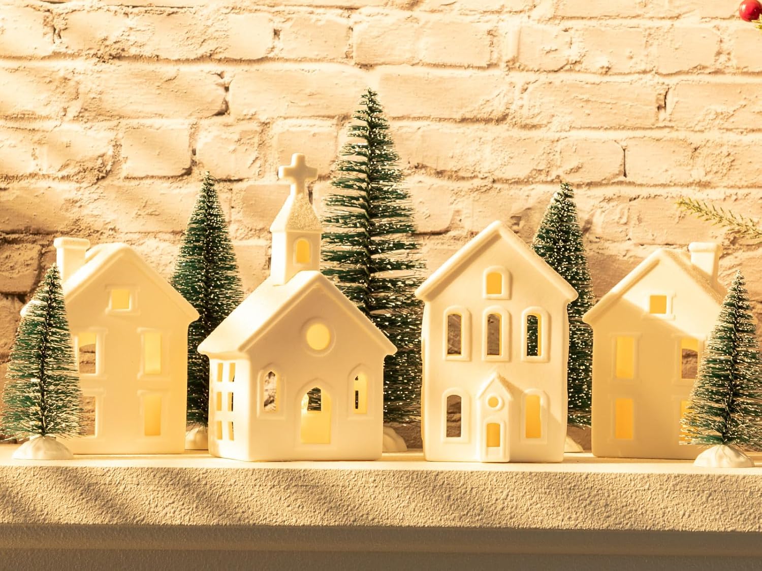 Snowy Serenity Lighted Village Set – Ceramic Mini Christmas Town