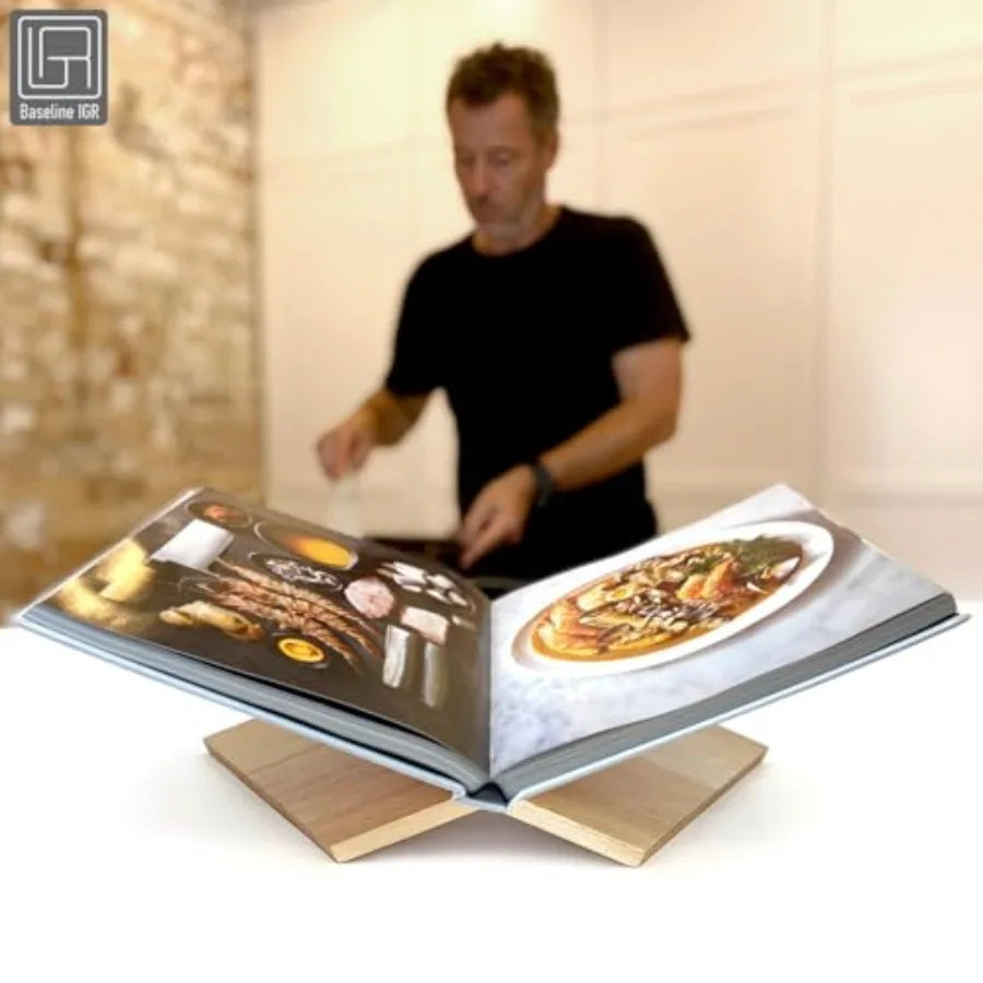 Folio Wood Book Stand — Angled Mahogany Display Holder for Cookbooks, Art Books & Reading | 12.5"