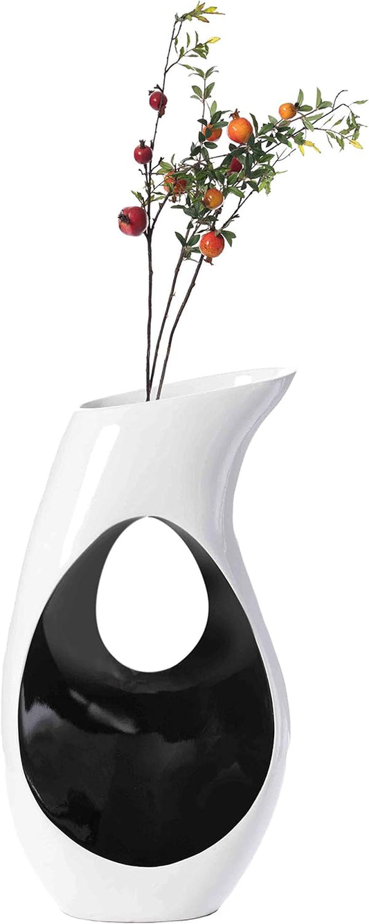 Modern Floor Vase, White Unique Trumpet Floor Vase, Home Interior Decoration, Modern Floor Vase, Tall Floor Vases for Entryway and Living Room and Office 33.75" Tall