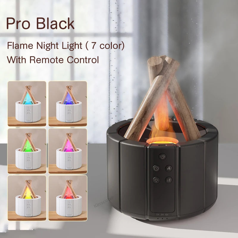 KINSCOTER Campfire Aroma Diffuser | Ultrasonic Bonfire Air Humidifier with Realistic Flame Effect & LED Ambient Light | 280ml