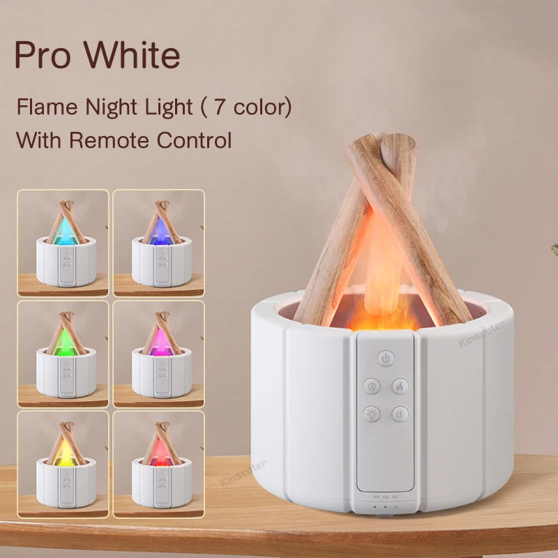 KINSCOTER Campfire Aroma Diffuser | Ultrasonic Bonfire Air Humidifier with Realistic Flame Effect & LED Ambient Light | 280ml