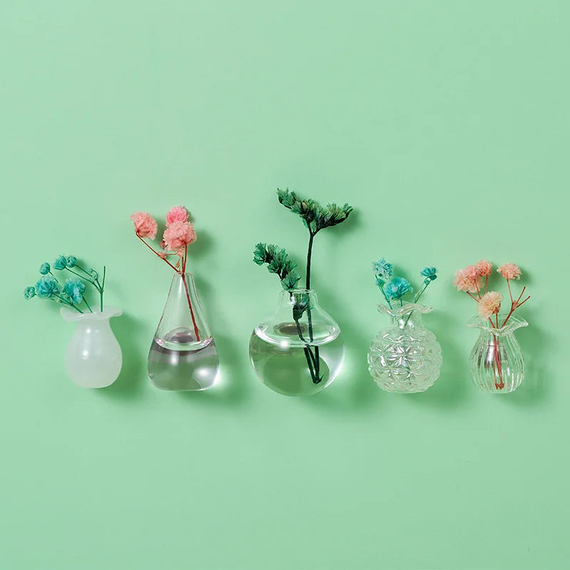 Mini Ceramic Magnetic Bud Vase Set – Aesthetic Fridge Flower Magnets (Cute Micro Decor)