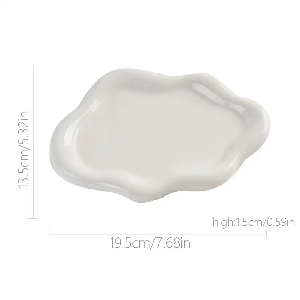 Minimalist Cloud Ceramic Jewelry Tray – Elegant Ring & Earring Organizer Decor