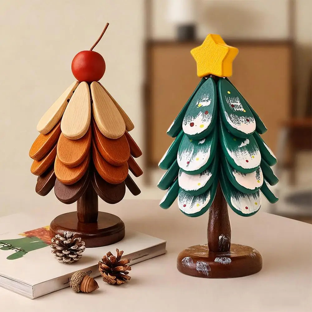 Wooden Christmas Tree Coaster Set – Heat-Resistant Insulation Mat for Holiday Dining & Décor