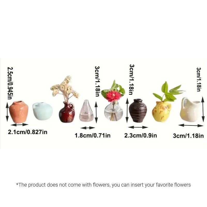 Mini Ceramic Magnetic Bud Vase Set – Aesthetic Fridge Flower Magnets (Cute Micro Decor)