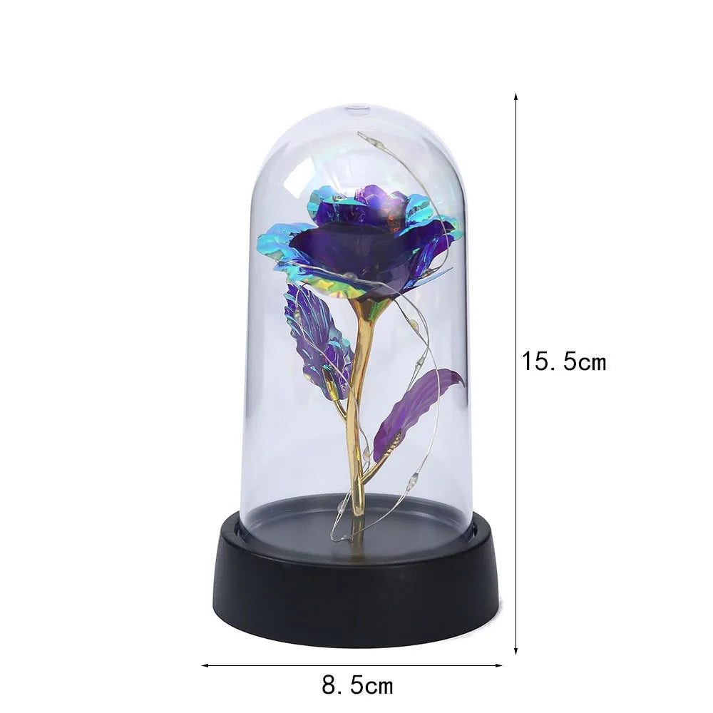 LED Enchanted Galaxy Rose in Glass Dome – Eternal Preserved Rose with Fairy Lights, Romantic Valentine’s Day Gift