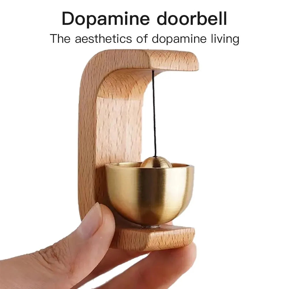Magnetic Dopamine Wind Bell – Beech & Walnut Wood Copper Chime | Door Reminder Bell for Home, Car, or Office Décor