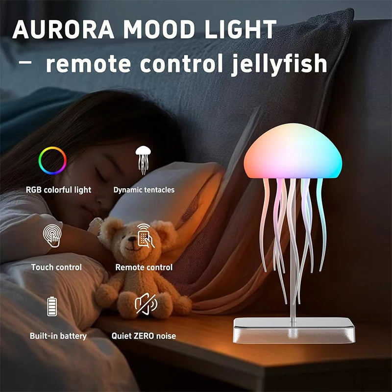 LED Aurora Jellyfish Lamp – 9 Tentacles | RGB Gradient | Remote Control
