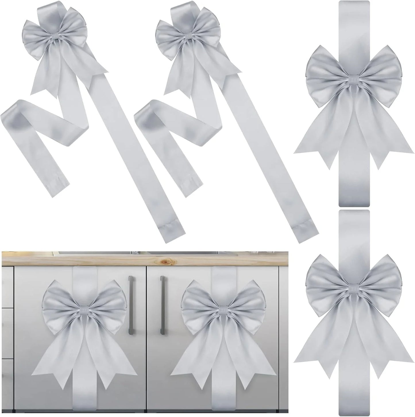 Christmas Ribbon Bows (1–12 PCS) – Large Red & Green Decorative Hanging Bows for Cabinet Doors, Front Door & Holiday Home Décor