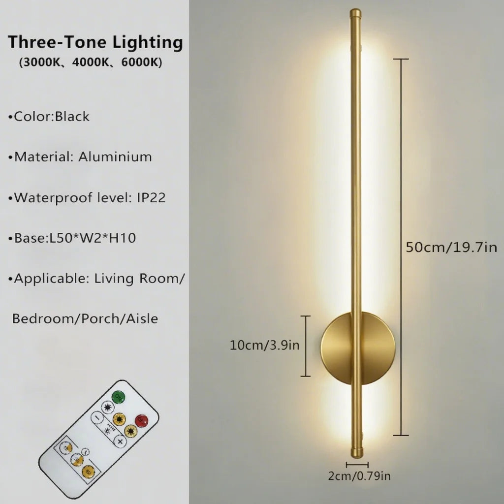 Aura — Magnetic rechargeable wall lamp, black & gold