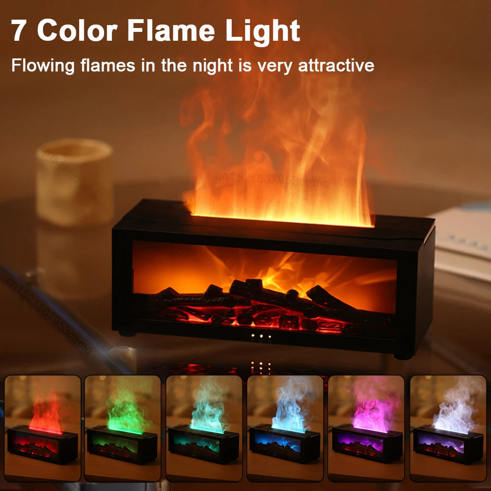 Flame Aroma Humidifier with Essential Oils – 7-Color LED Light, 150ml Large Room Diffuser, Adjustable Mist, Timer, and Auto Shut-Off – Remote Control Fragrance Diffuser for Home & Bedroom