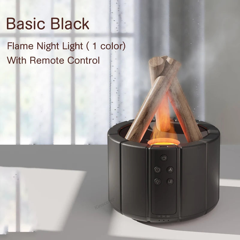 KINSCOTER Campfire Aroma Diffuser | Ultrasonic Bonfire Air Humidifier with Realistic Flame Effect & LED Ambient Light | 280ml