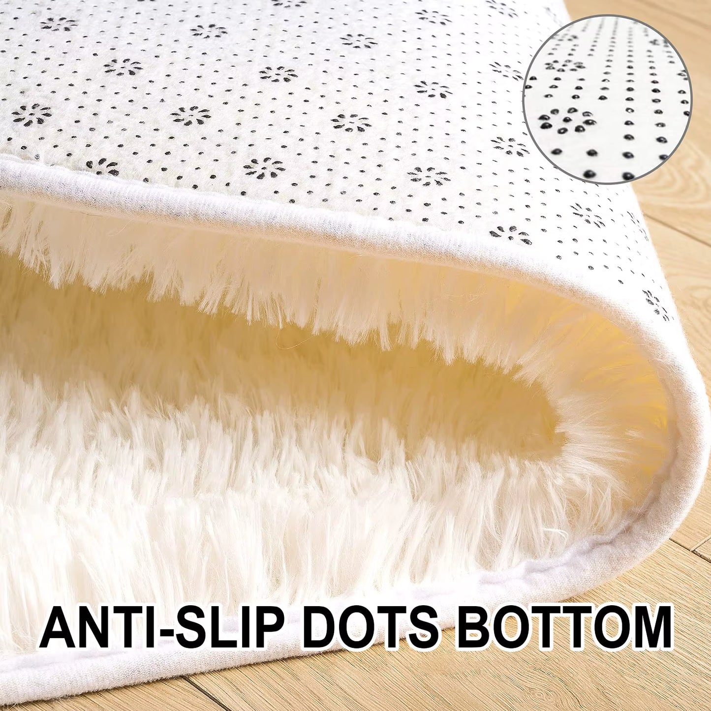 Ellipse Fluffy Plush Carpet – Soft Silky Area Rug for Bedroom, Balcony, Living Room & Playroom Decor