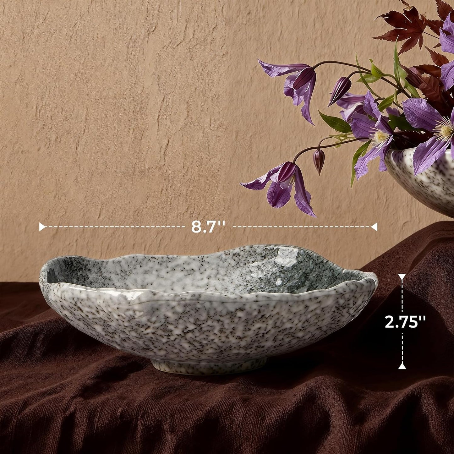 Moss — Irregular Glazed Ceramic Bowl, 9.5"