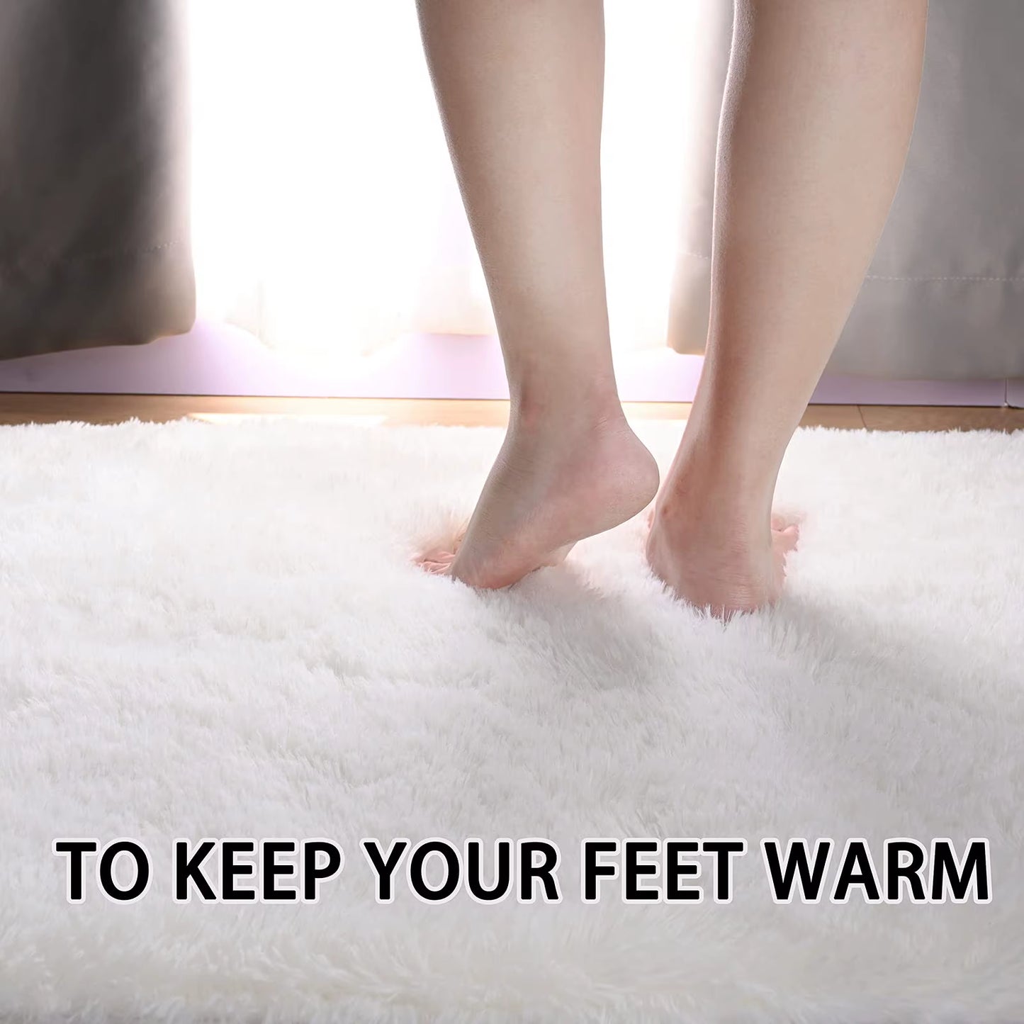 Ellipse Fluffy Plush Carpet – Soft Silky Area Rug for Bedroom, Balcony, Living Room & Playroom Decor
