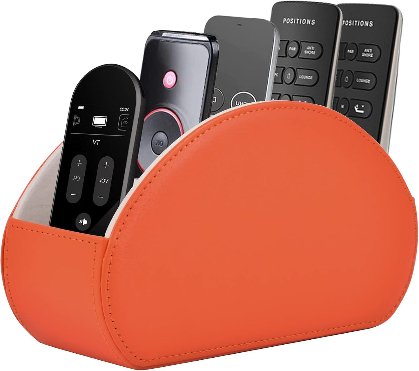 Leather Remote Control Holder – 5 Compartment TV Remote Caddy and Desktop Organizer for Bedside Table or Office Desk