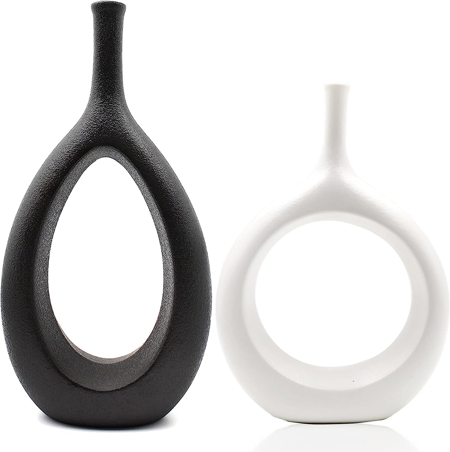 12" White Ceramic Vase - Modern Decor for Living Room, Bedroom, Kitchen
