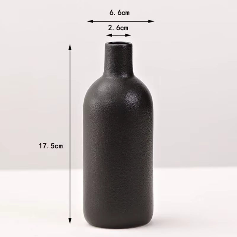 Matte Black Ceramic Vase – Modern Minimalist Flower Vase for Home Decor