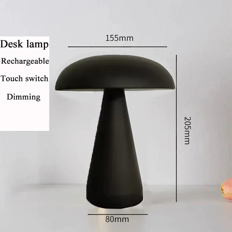 LED Retro Mushroom Table Lamp – Touch Sensor Bedside Lamp, USB Rechargeable Reading Light for Bedroom, Restaurant & Bar Decor