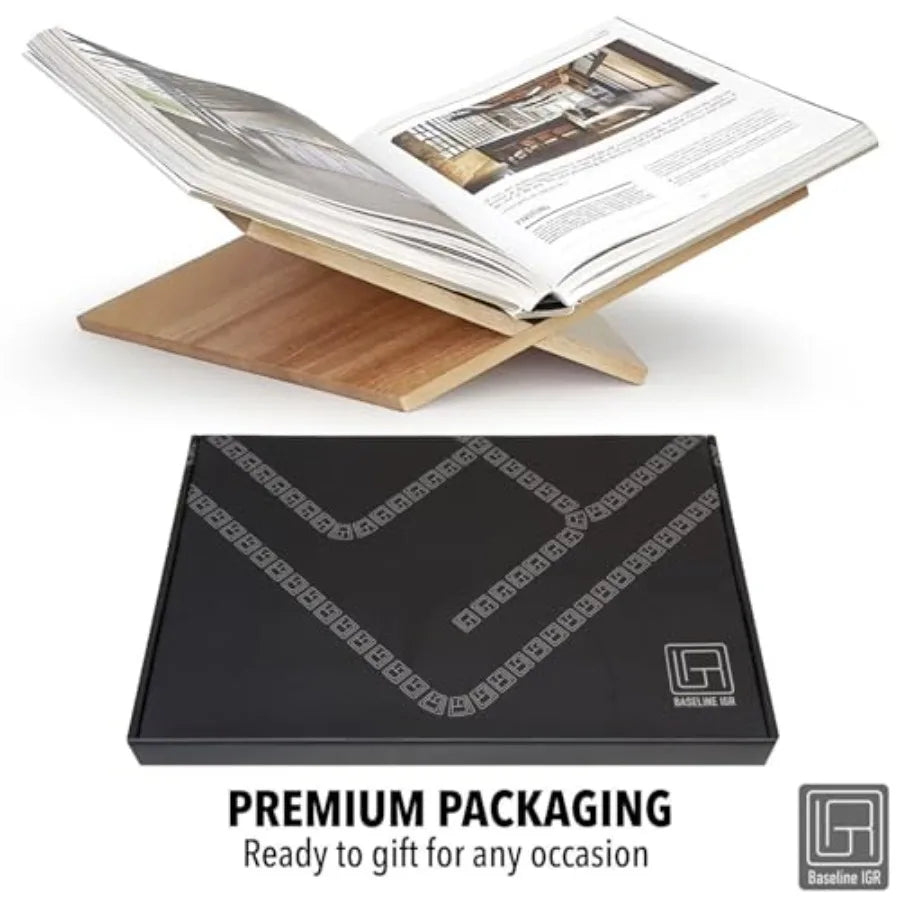 Folio Wood Book Stand — Angled Mahogany Display Holder for Cookbooks, Art Books & Reading | 12.5"