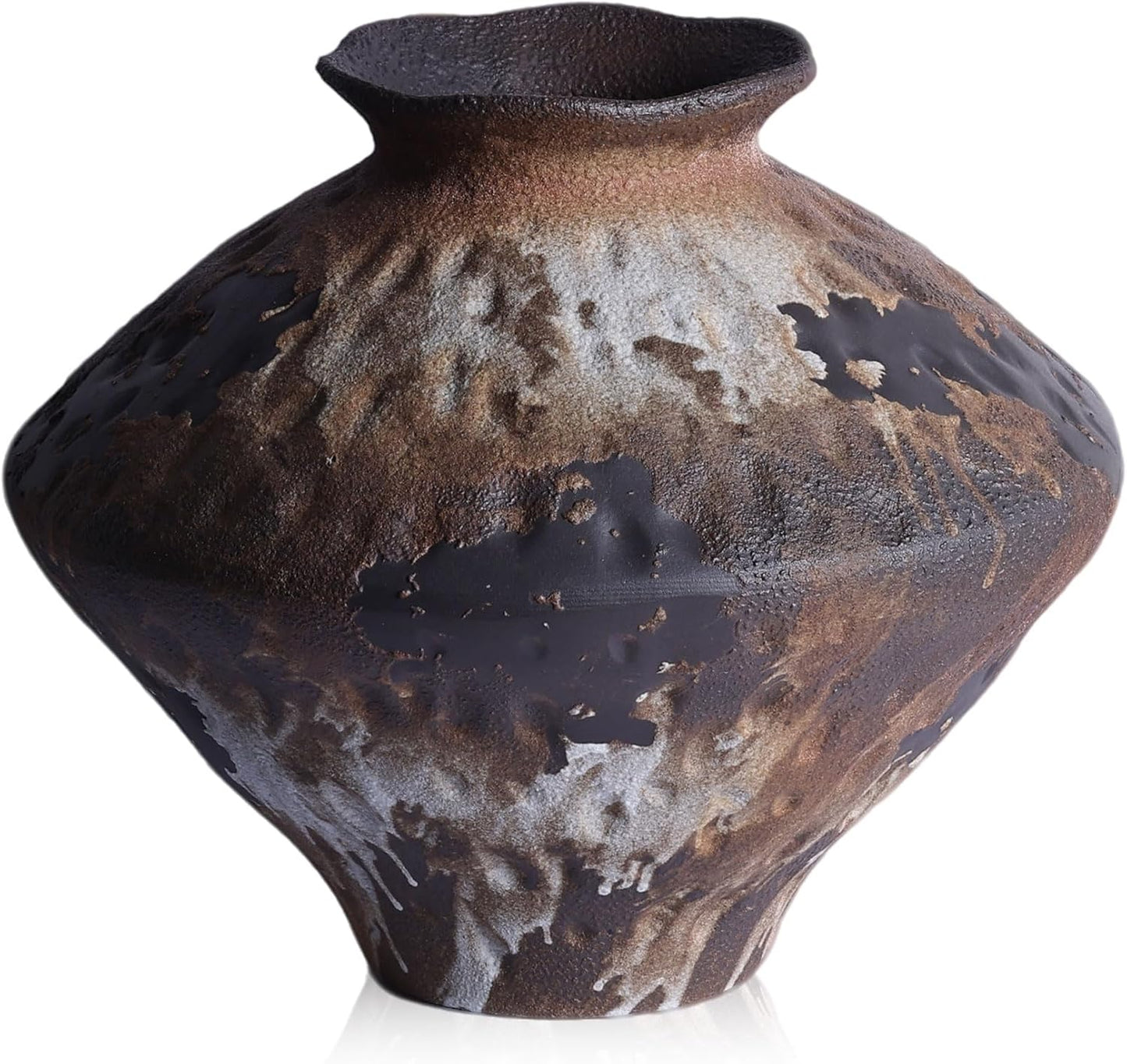 Rust — Textured Rustic Pottery Vase, 6.3"